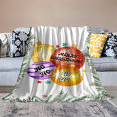 Lofaris Custom Name Colorful Bauble Plants Christmas Blanket